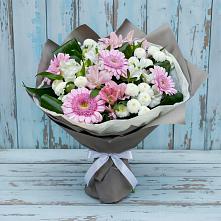 Букет цветов из:  Герберы, Альстромерии и Хризантемы #REPLACE_PRED# Соболево