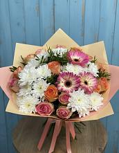 Букет цветов из:  Розы, Герберы и Хризантемы #REPLACE_PRED# Соболево