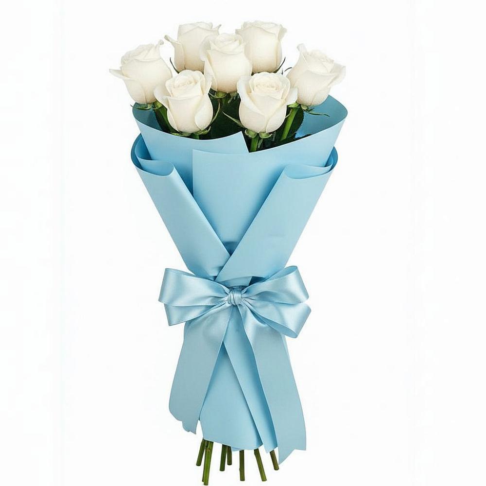 Букет 7 белых роз Проуд в Соболево