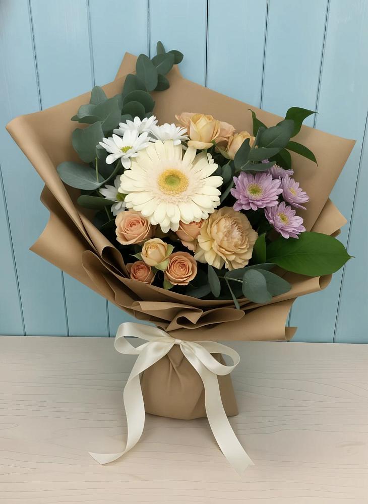 Букет цветов из: Герберы и Хризантемы в Соболево