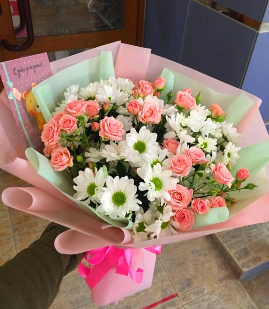 Букет цветов из: Розы и Хризантемы в Соболево