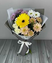 Букет цветов из:  Розы, Герберы и Хризантемы #REPLACE_PRED# Соболево