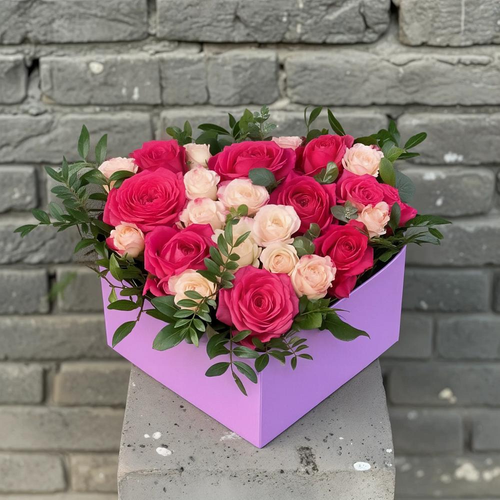 Цветочная композиция из Розы в коробке в Соболево