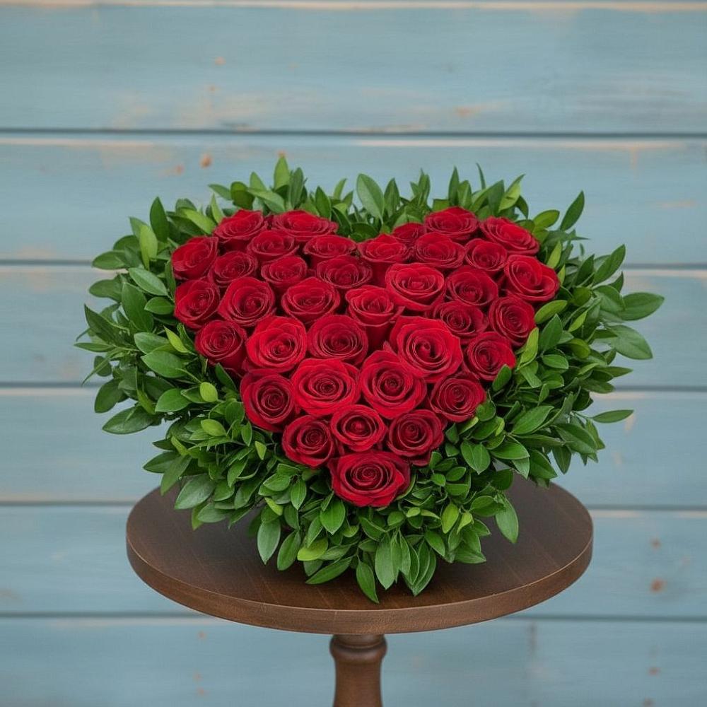 Цветочная композиция из Розы в виде сердца в Соболево