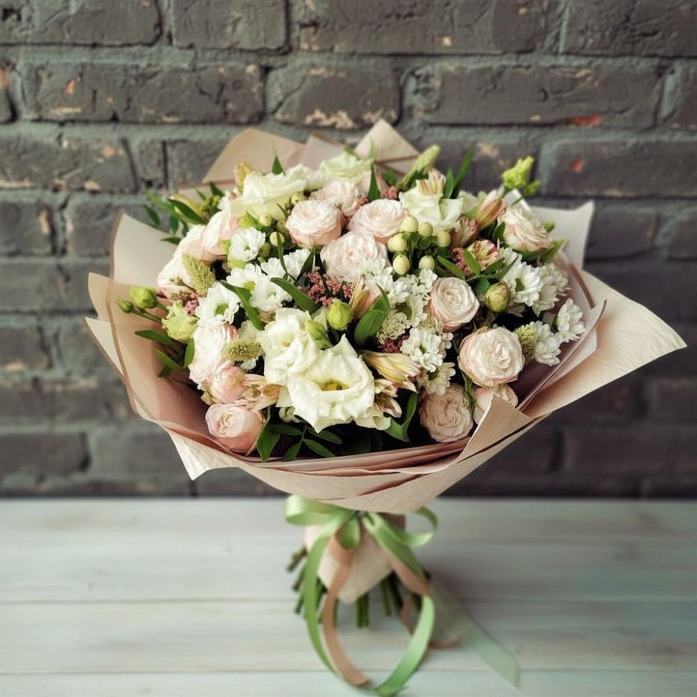 Букет цветов из: Альстромерии, Розы и Хризантемы в Соболево