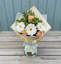 Букет цветов из:  Герберы, Розы и Хризантемы #REPLACE_PRED# Соболево