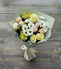 Букет цветов из:  Альстромерии, Розы и Хризантемы в Соболево
