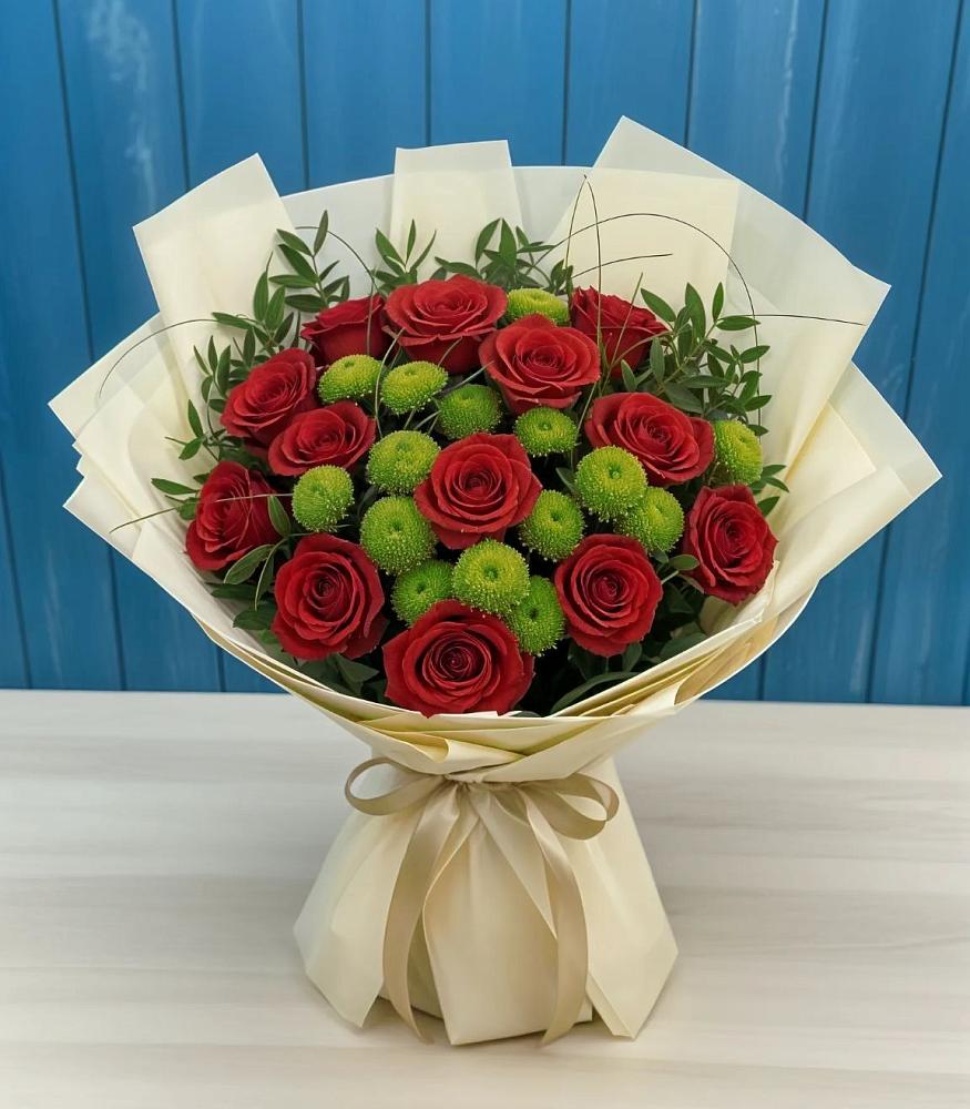 Букет цветов из: Розы и Хризантемы в Соболево